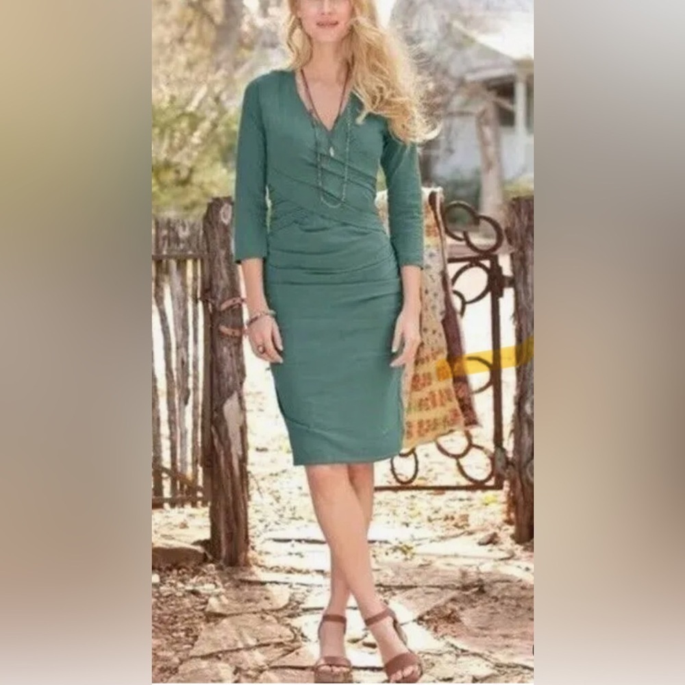 Sundance Ruched Faux Wrap Dress